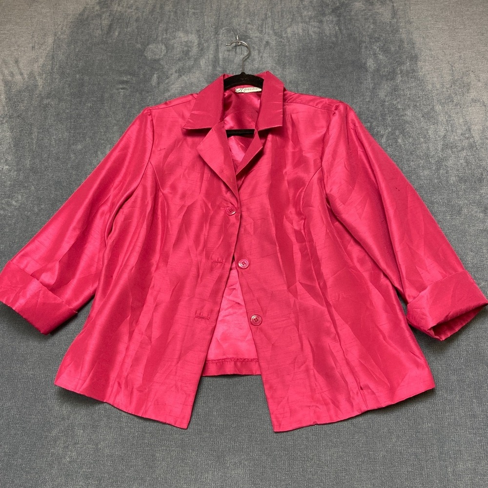 Dressbarn Blazer Jacket Womens Pink Single-Breasted Notch Lapel Business Formal
